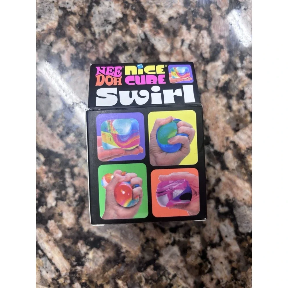 GREEN/PURPLE/BLUE - Schylling NeeDoh Nice Cube - SWIRL - Super Solid Squish